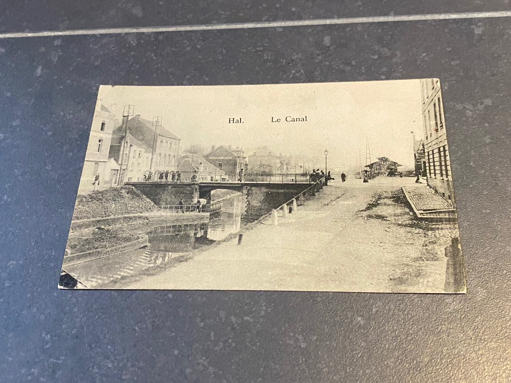 Halle Het kanaal 1912  postkaart, Verzamelen, Ophalen of Verzenden, Voor 1920, Gelopen, Brussel (Gewest)