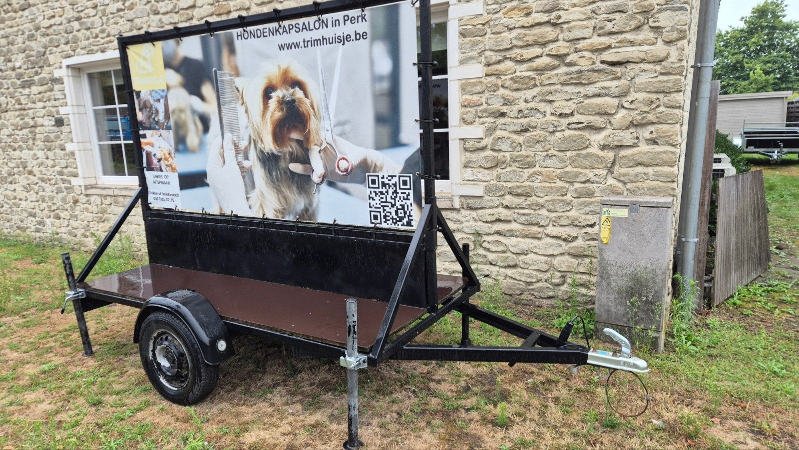 Reclame aanhangwagen met spandoek, Ophalen of Verzenden, Gebruikt