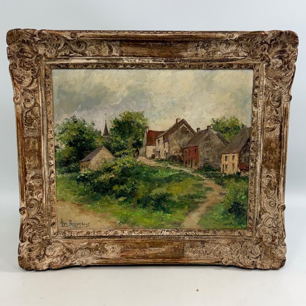Olieverf op doek, landschapsgezicht door Mya Buggenhout, Antiek en Kunst, Kunst | Schilderijen | Klassiek, Ophalen of Verzenden