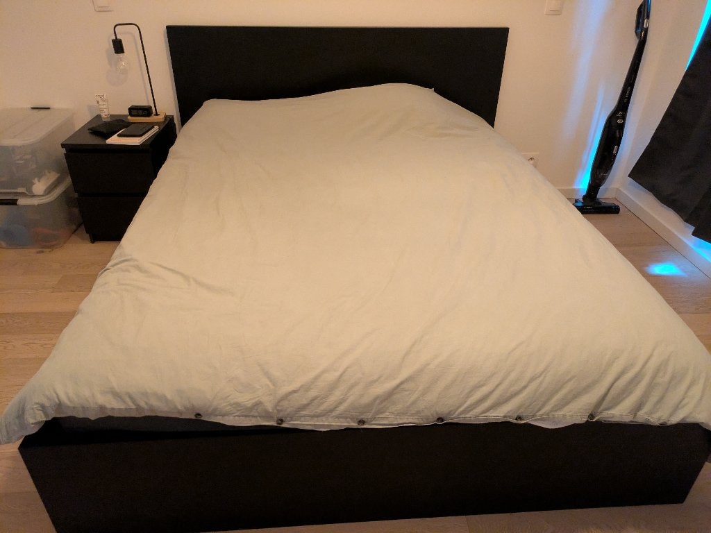 lit + matelas 160x200 cm avec 2 tiroirs, Comme neuf, Enlèvement, Deux personnes, 160 cm