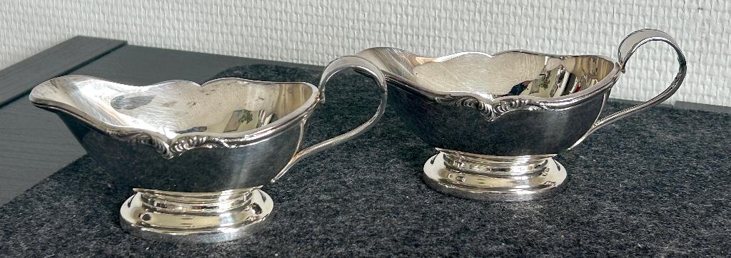 Paire de Bateaux à Sauce en Argent Orfèvrerie Wiskemann, Antiquités & Art, Antiquités | Argent & Or, Enlèvement ou Envoi, Argent