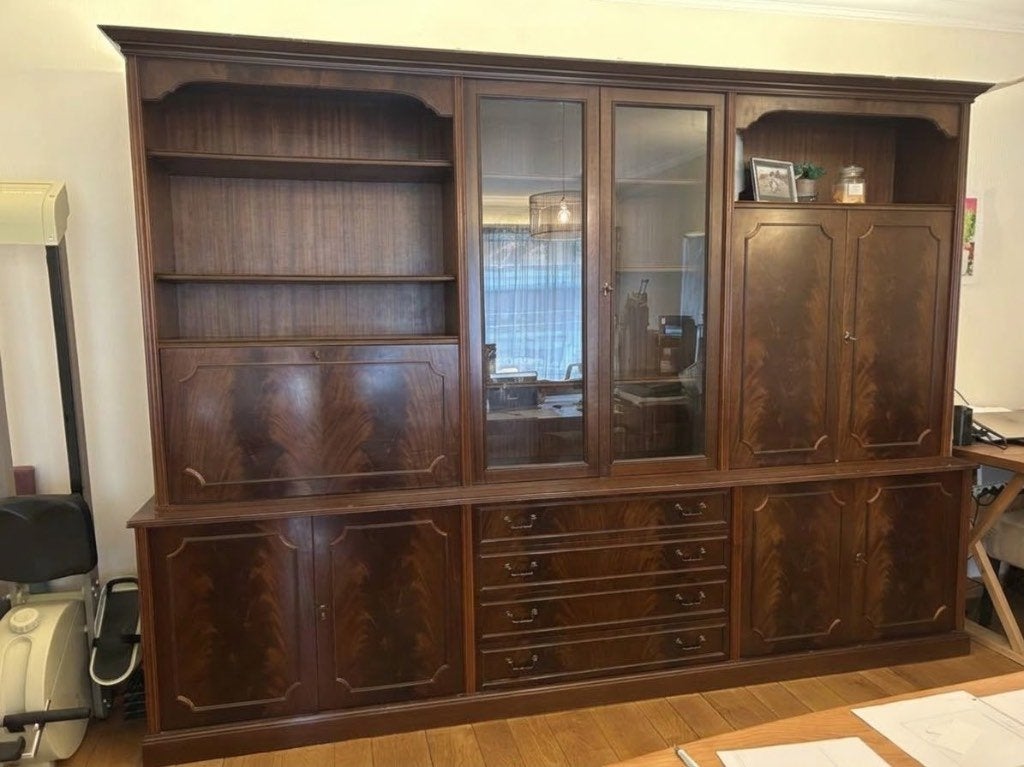 Bibliothèque / vitrine anglaise en acajou (démontable), Enlèvement