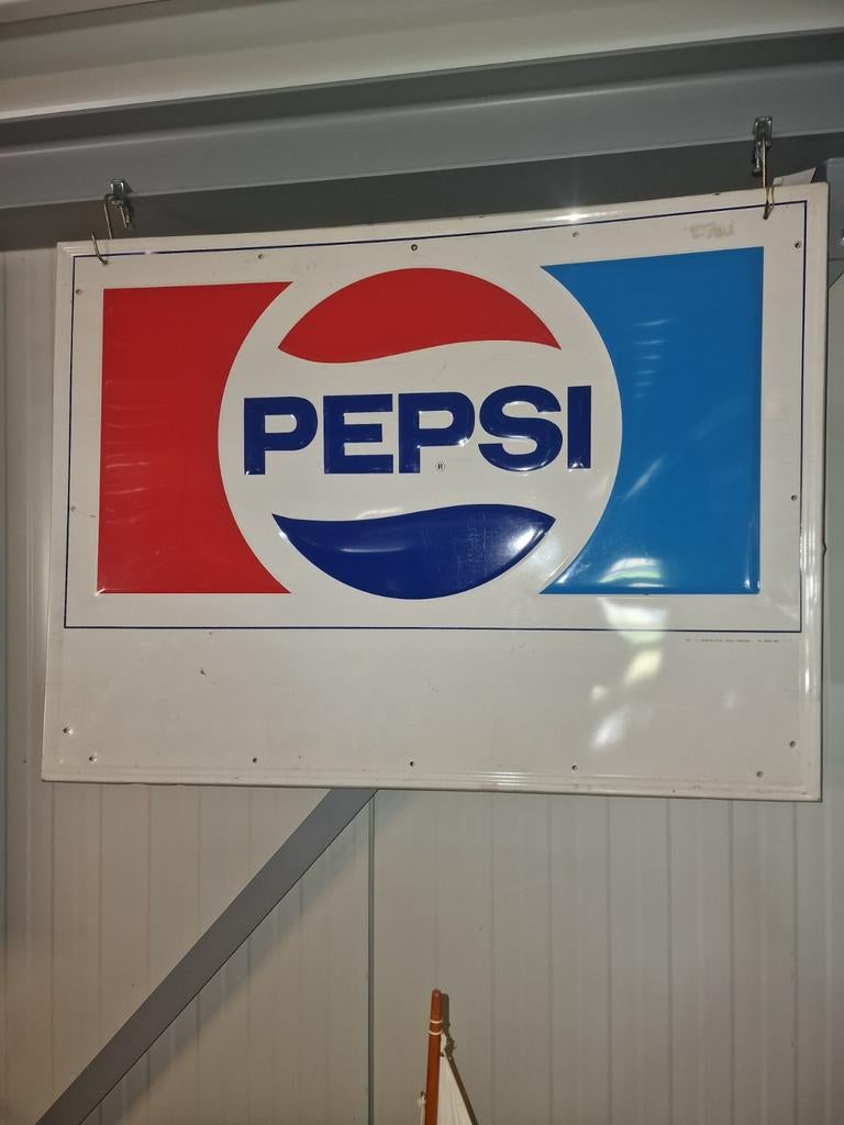 Amerikaans emaille pepsi bord 1971, Ophalen, Gebruikt, Reclamebord