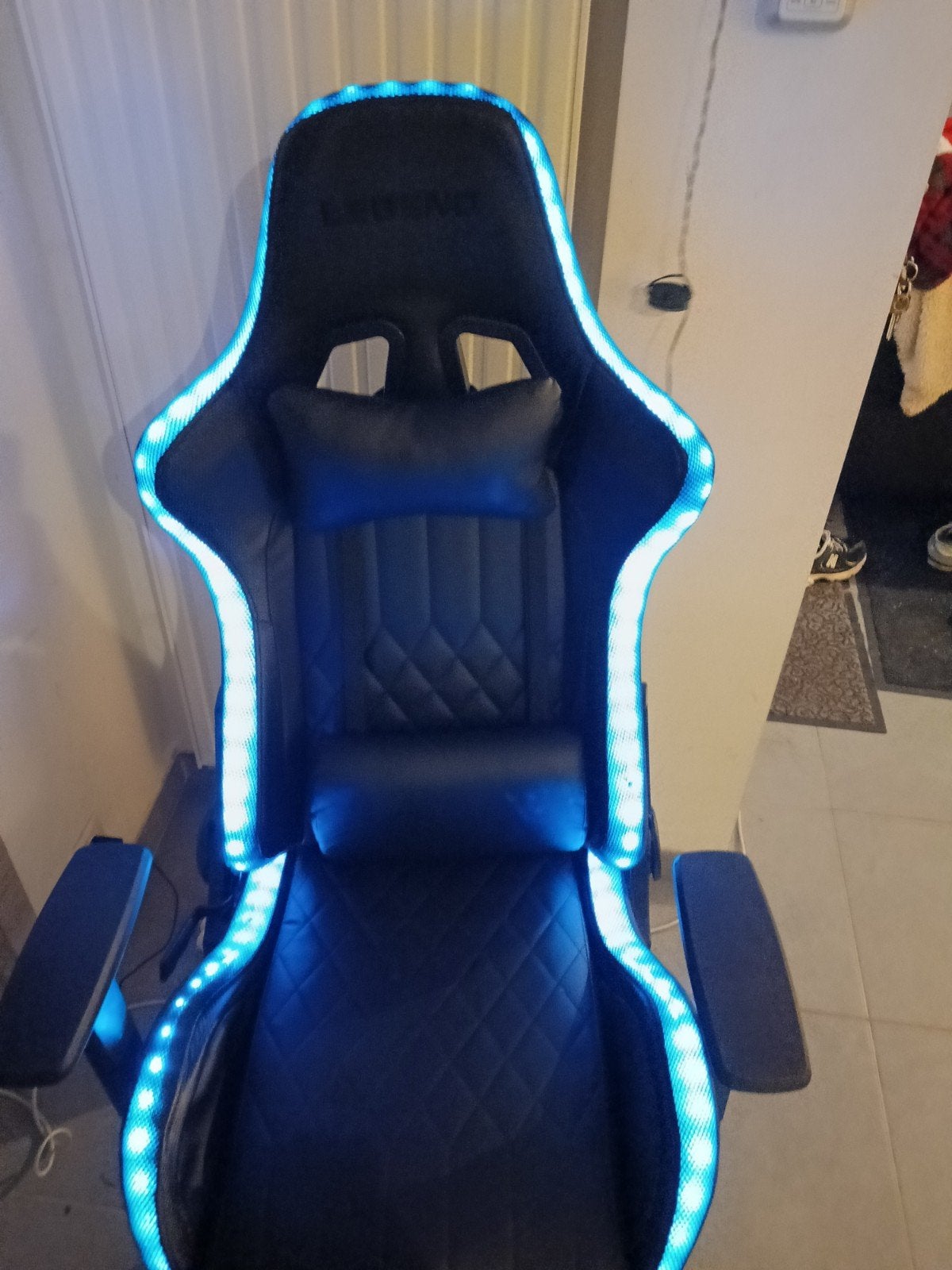 gamestoel met RGB-verlichting, Huis en Inrichting, Ophalen, Gebruikt, Zwart, Gaming bureaustoel