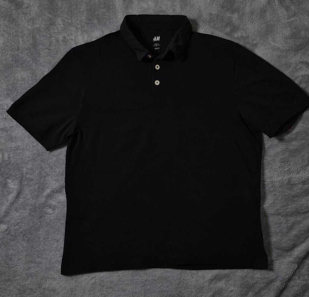 Polo noir H&M Slim Fit - Taille M, Porté, H&M, Taille 48/50 (M), Noir