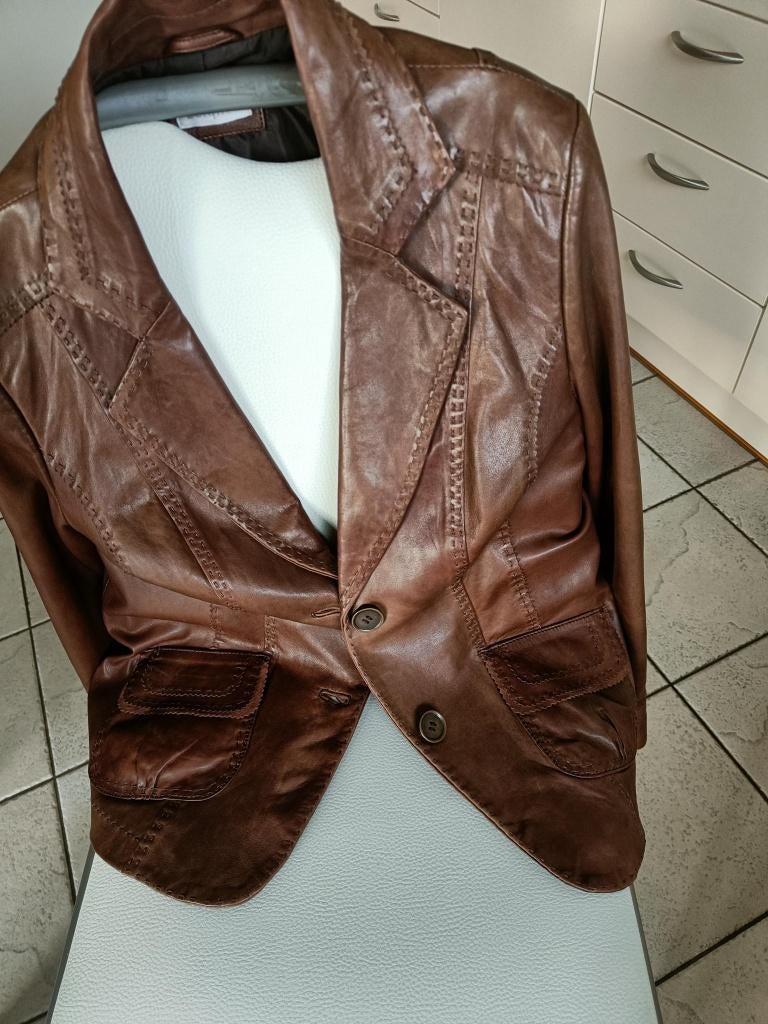 Mooi lederen jasje voor vrouwen, Bruin, Ophalen of Verzenden, Gedragen, ANDERE