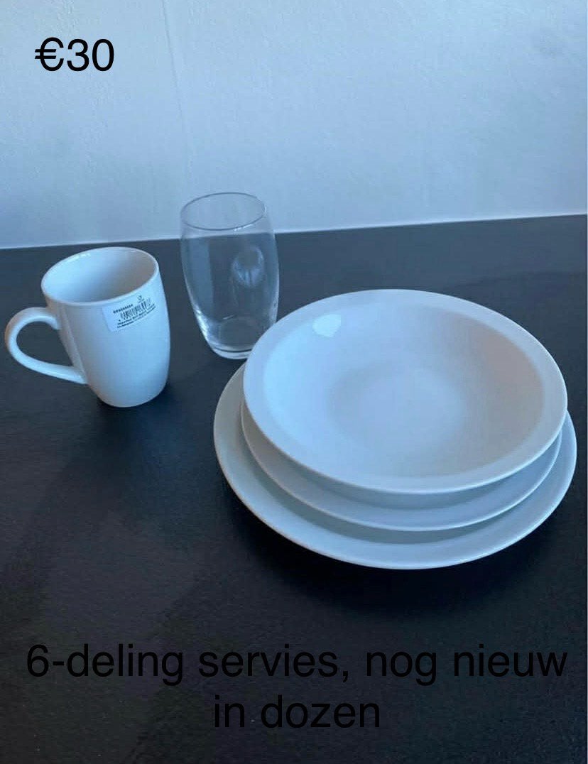 6 delig servies, Huis en Inrichting, Keuken | Servies, Ophalen, Nieuw