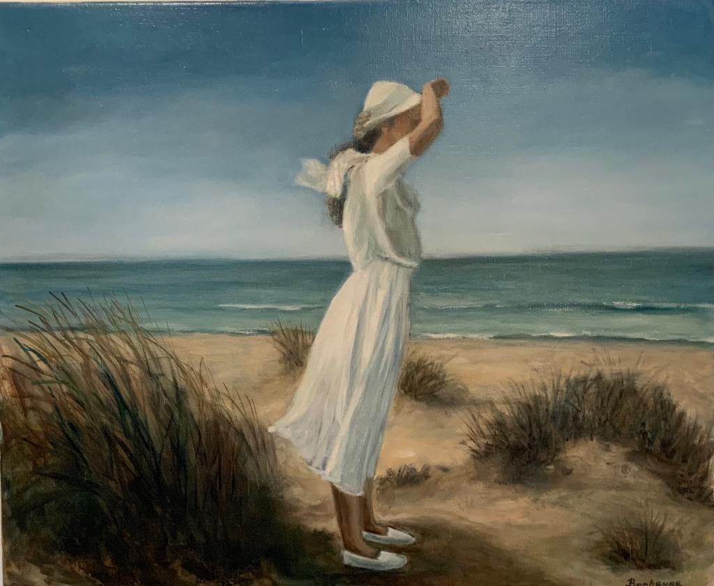 Schilderij Dame in de duinen, Antiek en Kunst, Kunst | Schilderijen | Modern, Ophalen