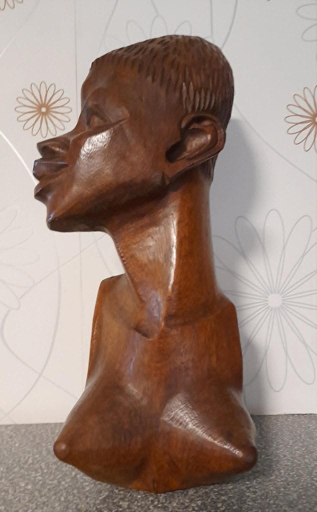 Afrikaans borstbeeld van een vrouw, Antiek en Kunst, Kunst | Beelden en Houtsnijwerken, Buste, Ophalen of Verzenden, Gepatineerd