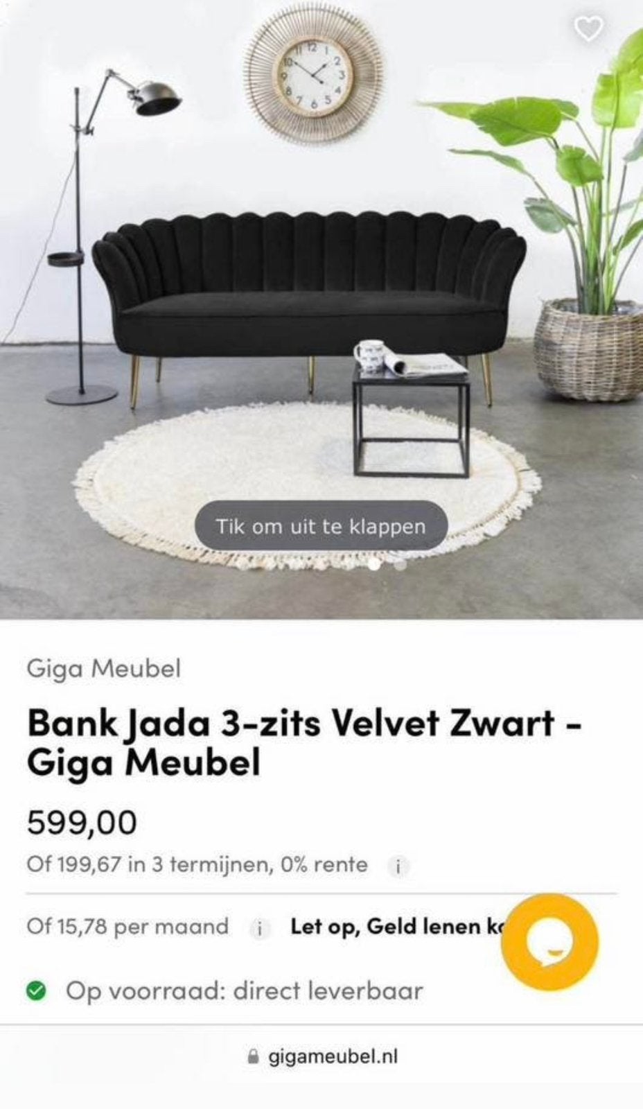 Velvet zetel, Ophalen, Zo goed als nieuw