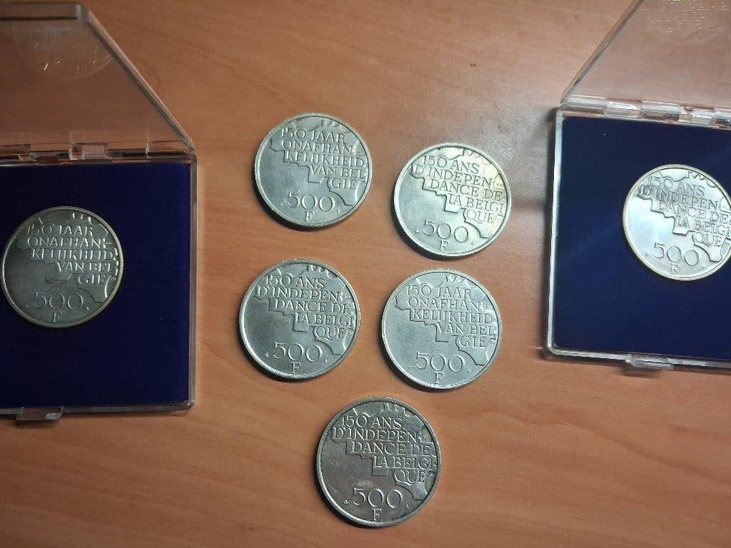 7 Zilveren Muntstukken 500 Bfr, Enlèvement, Utilisé