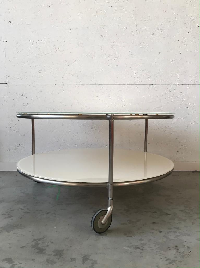 Table café vintage Ikea Strind par Ehlen Johansson année 80, Moins de 50 cm, Enlèvement ou Envoi, Verre, Rond
