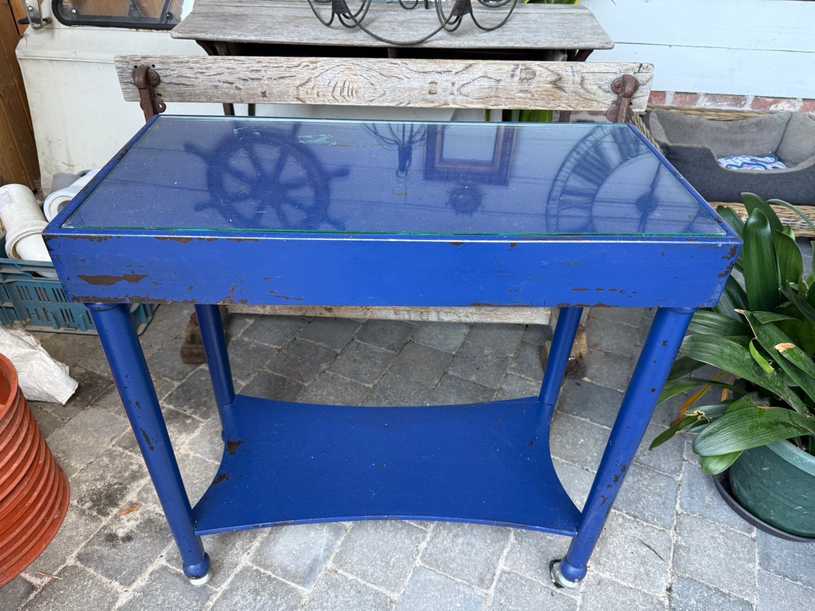 Bijzet tafel op wieleb, Huis en Inrichting, Ophalen of Verzenden, Gebruikt