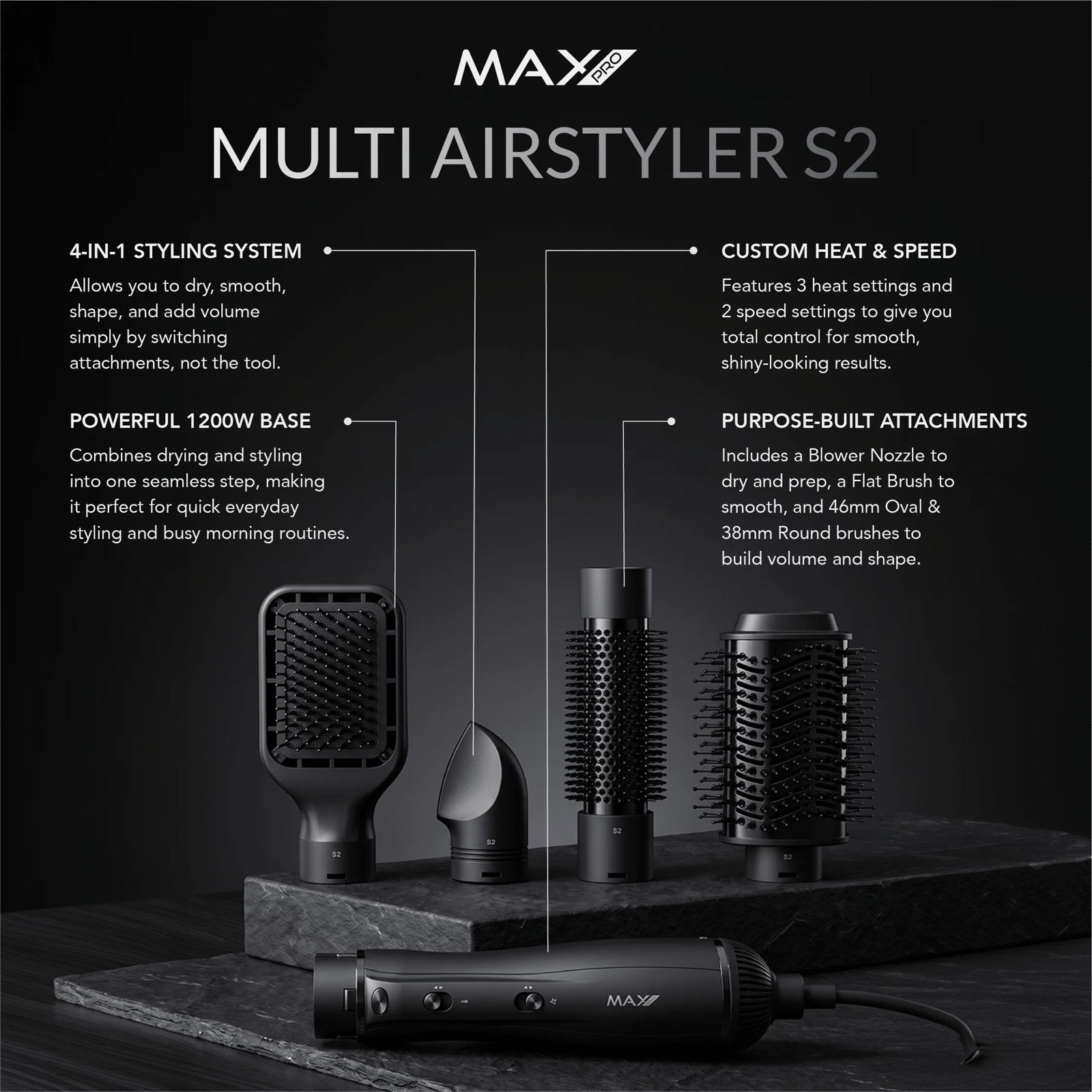 Max Pro Multi Airstyler S2 - 1200W, Handtassen en Accessoires, Ophalen, Zo goed als nieuw
