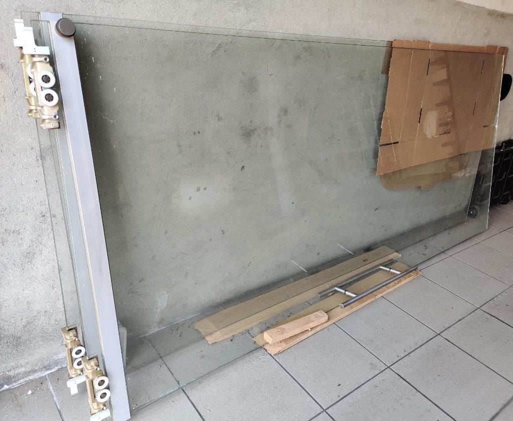 Porte coulissante en verre double, suspendue, Bricolage & Construction, 160 cm ou plus, 160 cm ou plus, Enlèvement, Utilisé