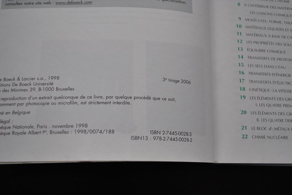 CHIMIE MOLECULES MATIERE METAMORPHOSES - ATKINS JONES 3è ed., Livres, Enlèvement ou Envoi, Autres niveaux, Chimie, ATKINS JONES