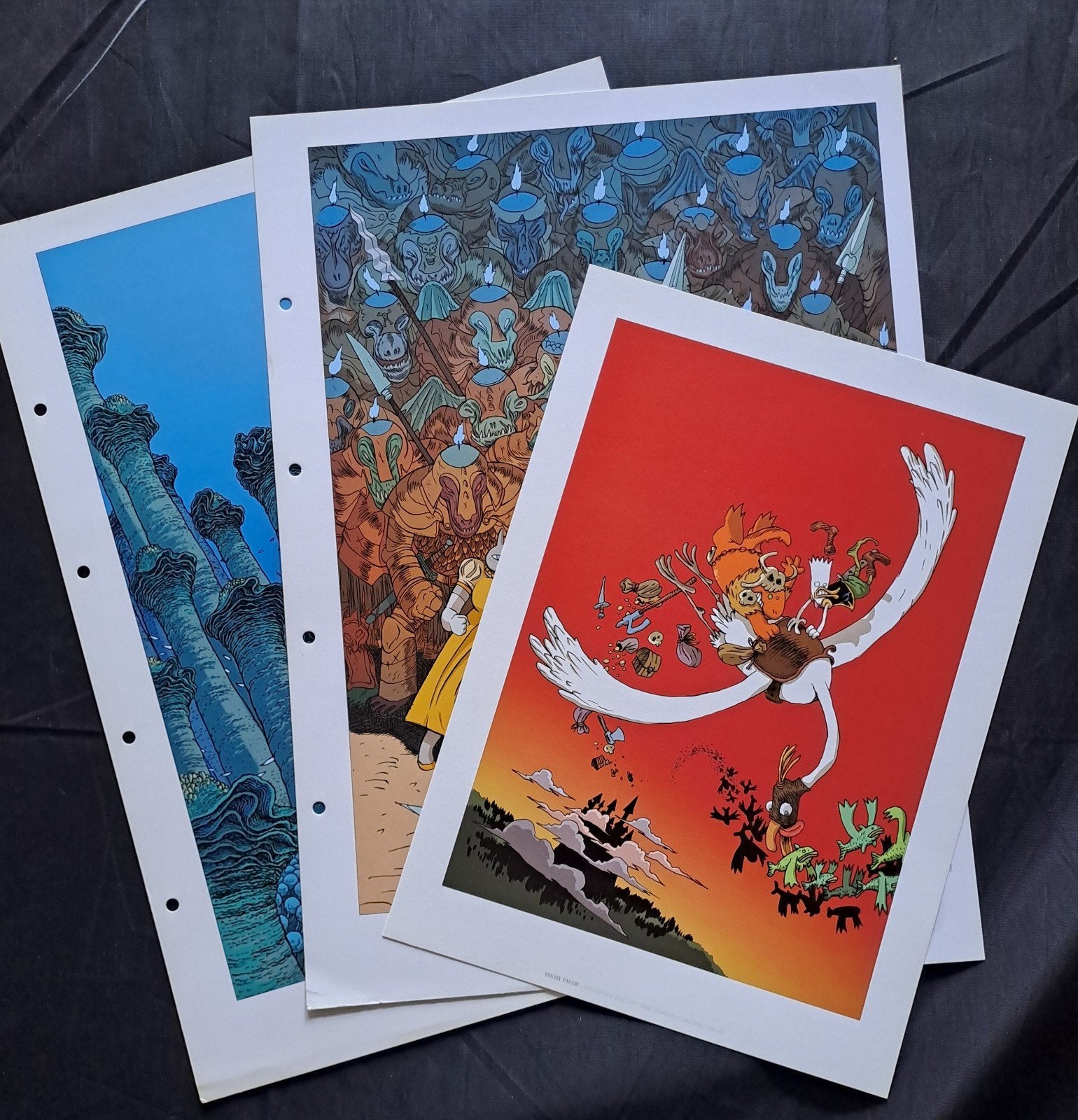 Pakket met 2 A3 kunstdrukken en 1 A4 prent Donjon, Livres, BD, Enlèvement ou Envoi, Comme neuf