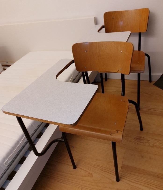 lessenaar, Ophalen, Metaal, Schoolbureau, Vintage
