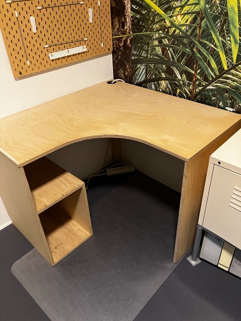 Bureau d'angle multiplex en bouleau, Maison & Meubles, Bureaux, 51 cm, 103 cm, Goulotte de câbles, Bois
