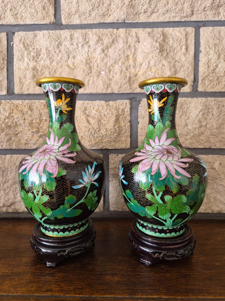 Set van 2 Chinese Cloisonné vazen, Antiek en Kunst, Ophalen