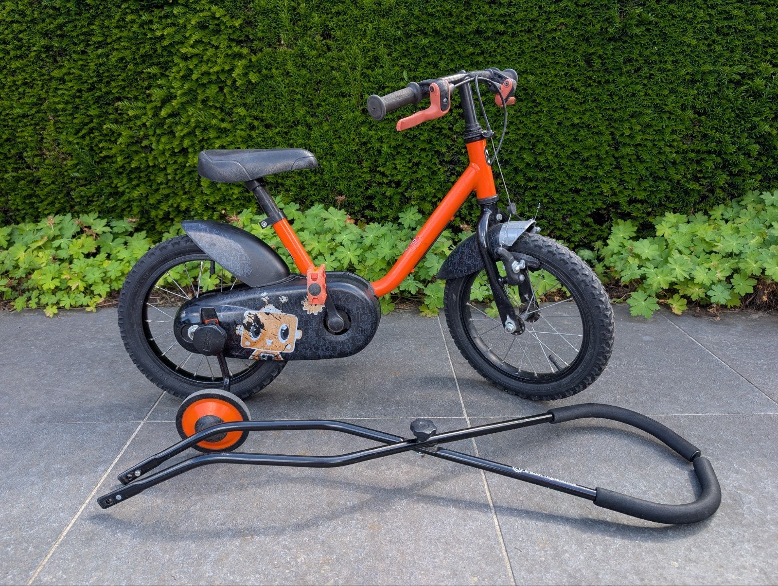 14 inch fiets met zijwielen en duwstang, Fietsen en Brommers, Ophalen