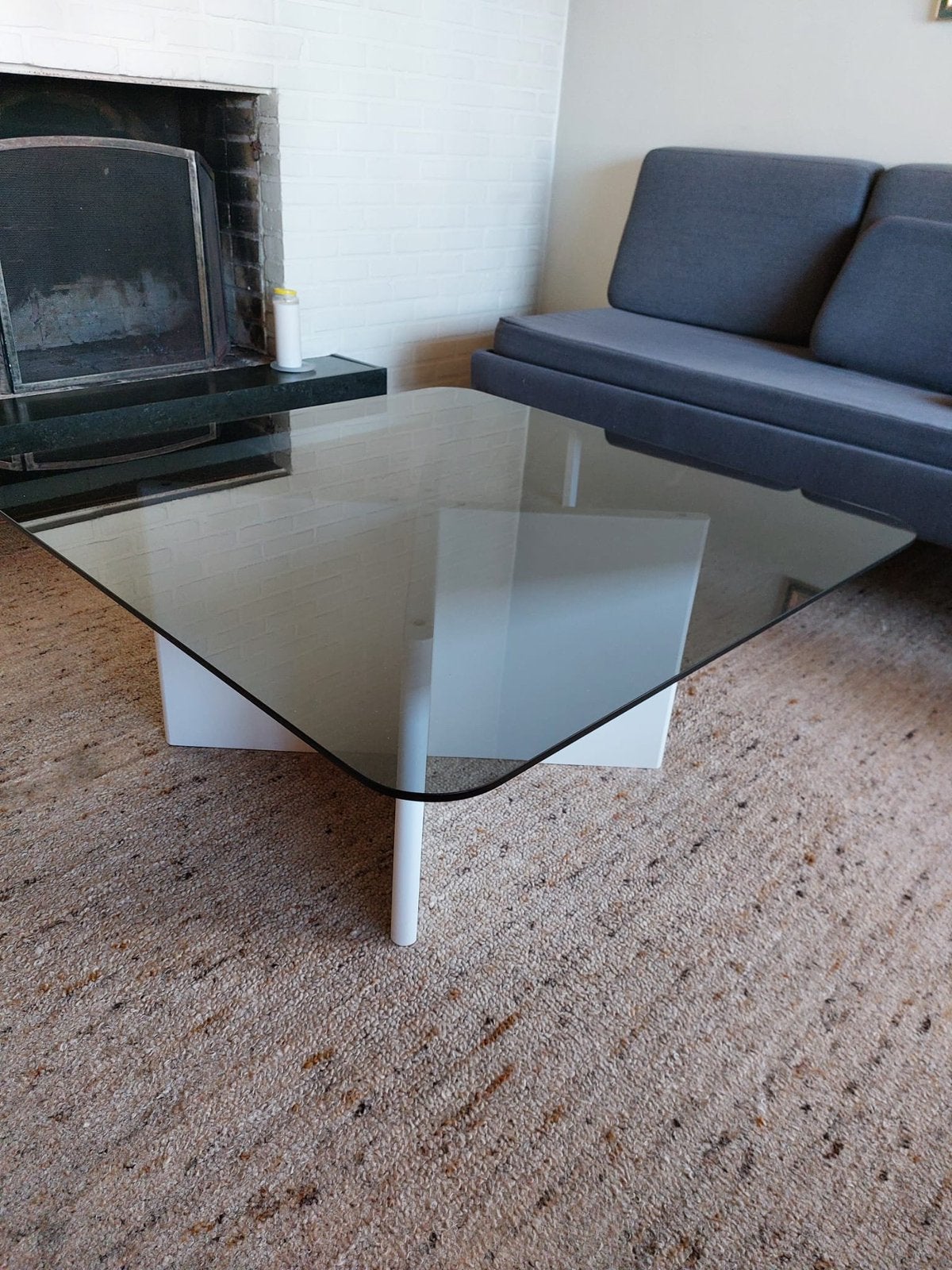 Salontafel glazen blad, Ophalen, Glas, Vierkant, Zo goed als nieuw