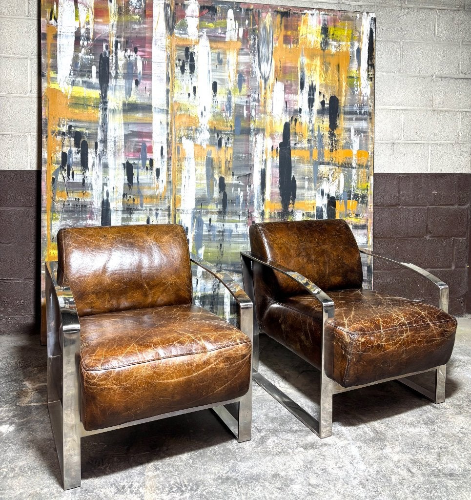 Vintage lederen fauteuils, Antiek en Kunst, Ophalen