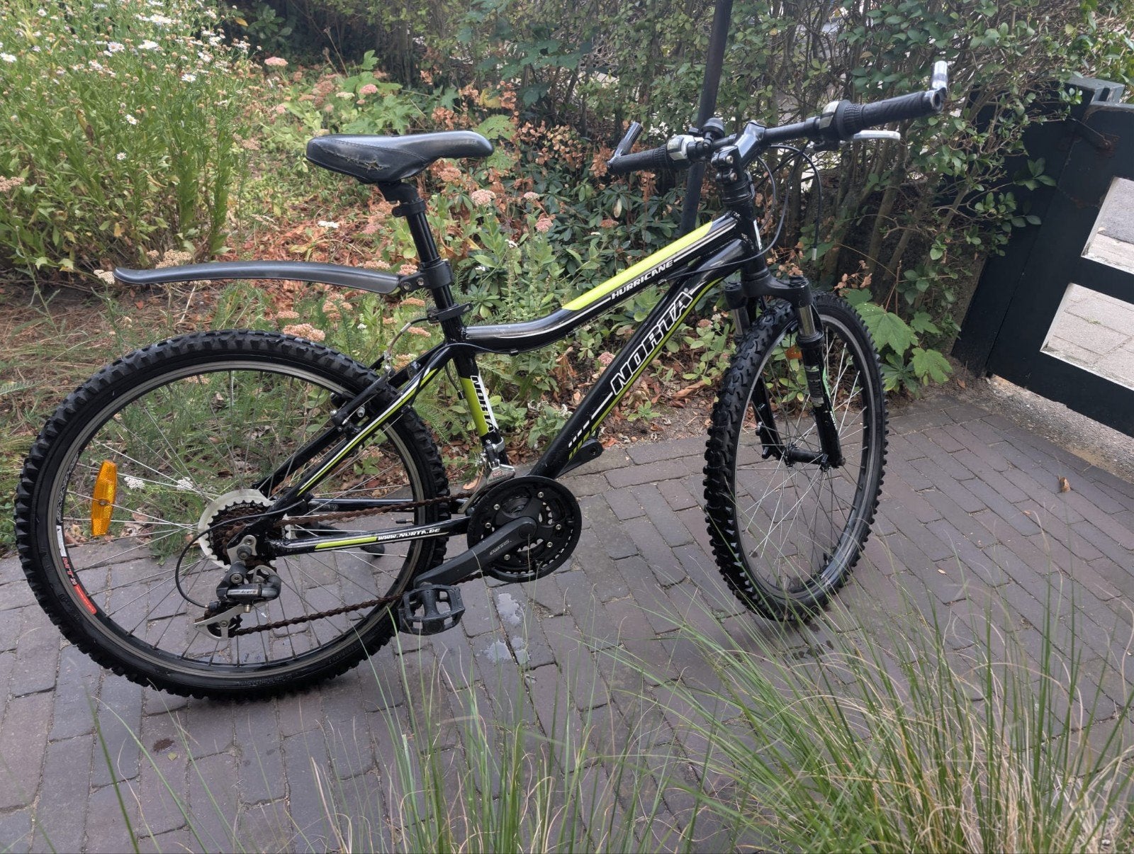 Norta mountainbike voor kinderen, zwart-groen, Ophalen, Velgrem, Versnellingen, Norta
