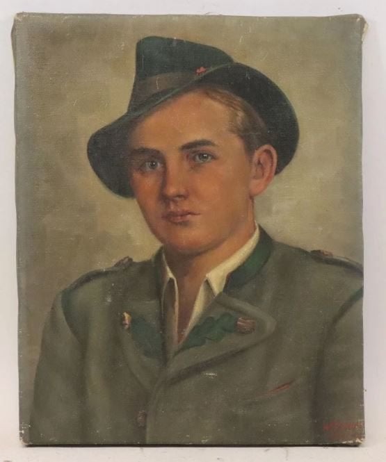 antieke portretten vader en zoon schilderij tracht Damian, Ophalen, Doek, Portret of Personen, Olieverf