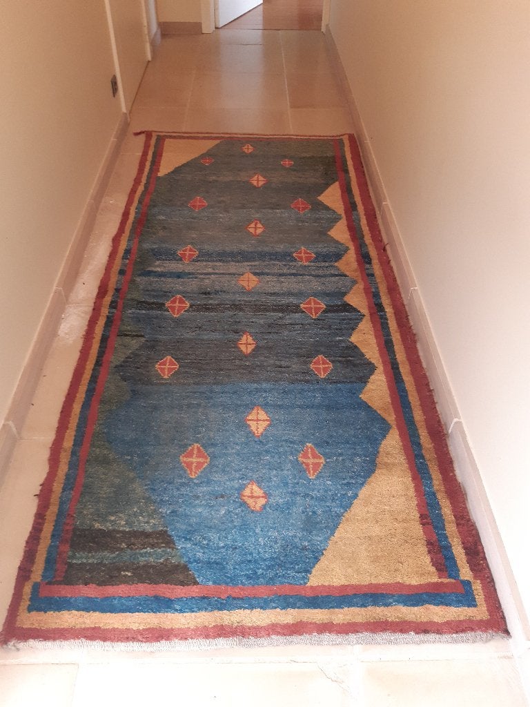 Tapis en laine Gabbeh pour couloir, Maison & Meubles, 200 cm ou plus, Bleu, Gabbeh wol, Enlèvement