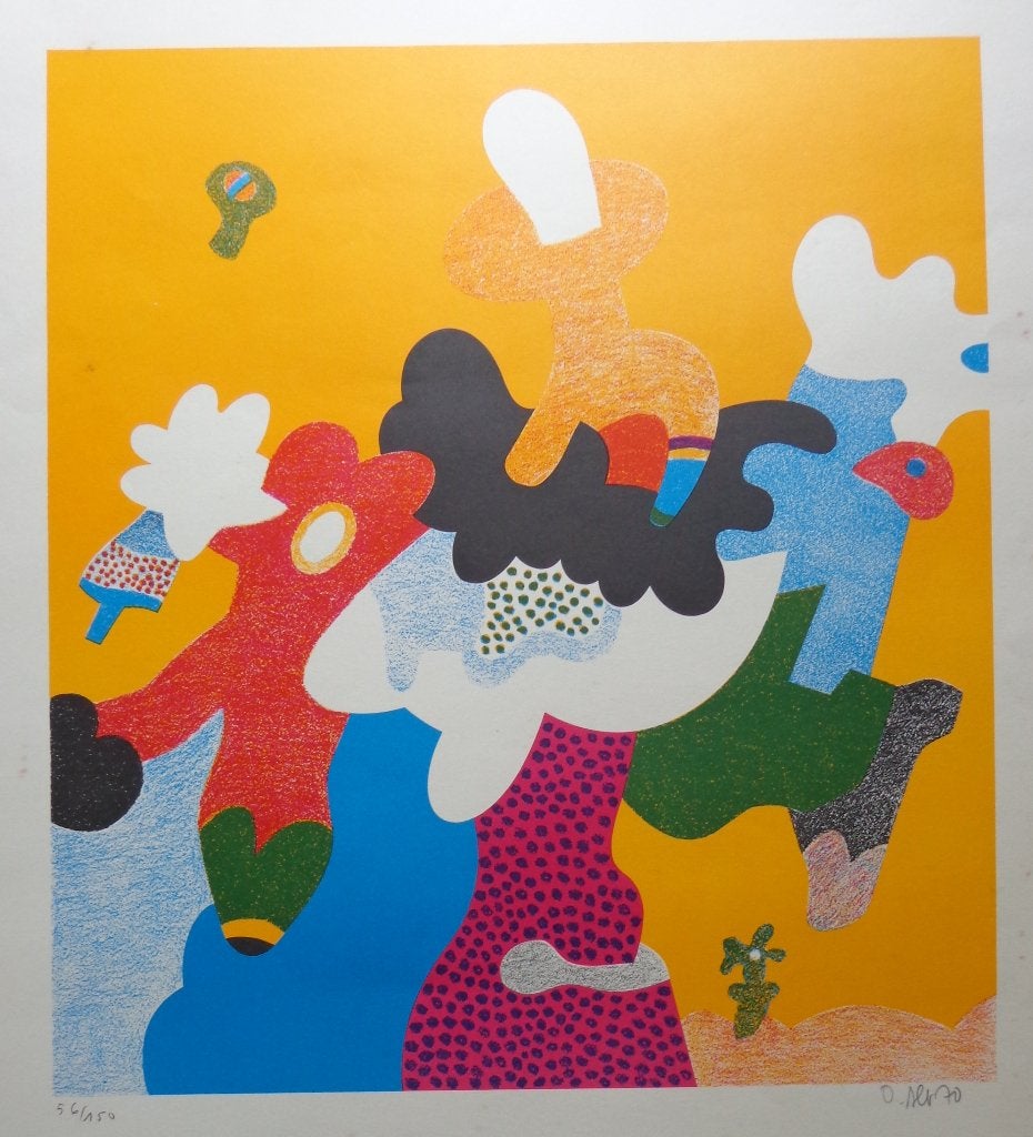 OTMAR ALT / SIEBENMEILENSTIEBEL / ZEEFDRUK / 75x63cm / SIG, Antiquités & Art, Édition limitée, Enlèvement ou Envoi, Abstrait, Sérigraphie