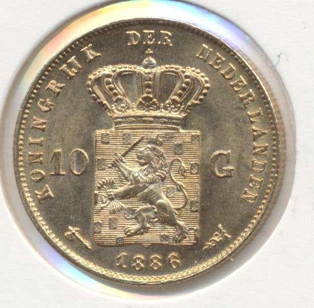 Nederland 10 Gulden 1886 Willem 3, Enlèvement ou Envoi, Or