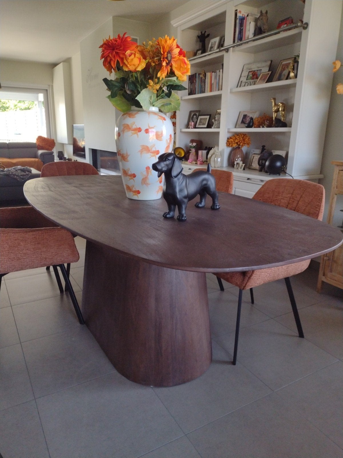 Ovale tafel 240x110 mango massief, Huis en Inrichting, Tafels | Eettafels, Ophalen, Zo goed als nieuw, Vijf personen of meer, Ovaal