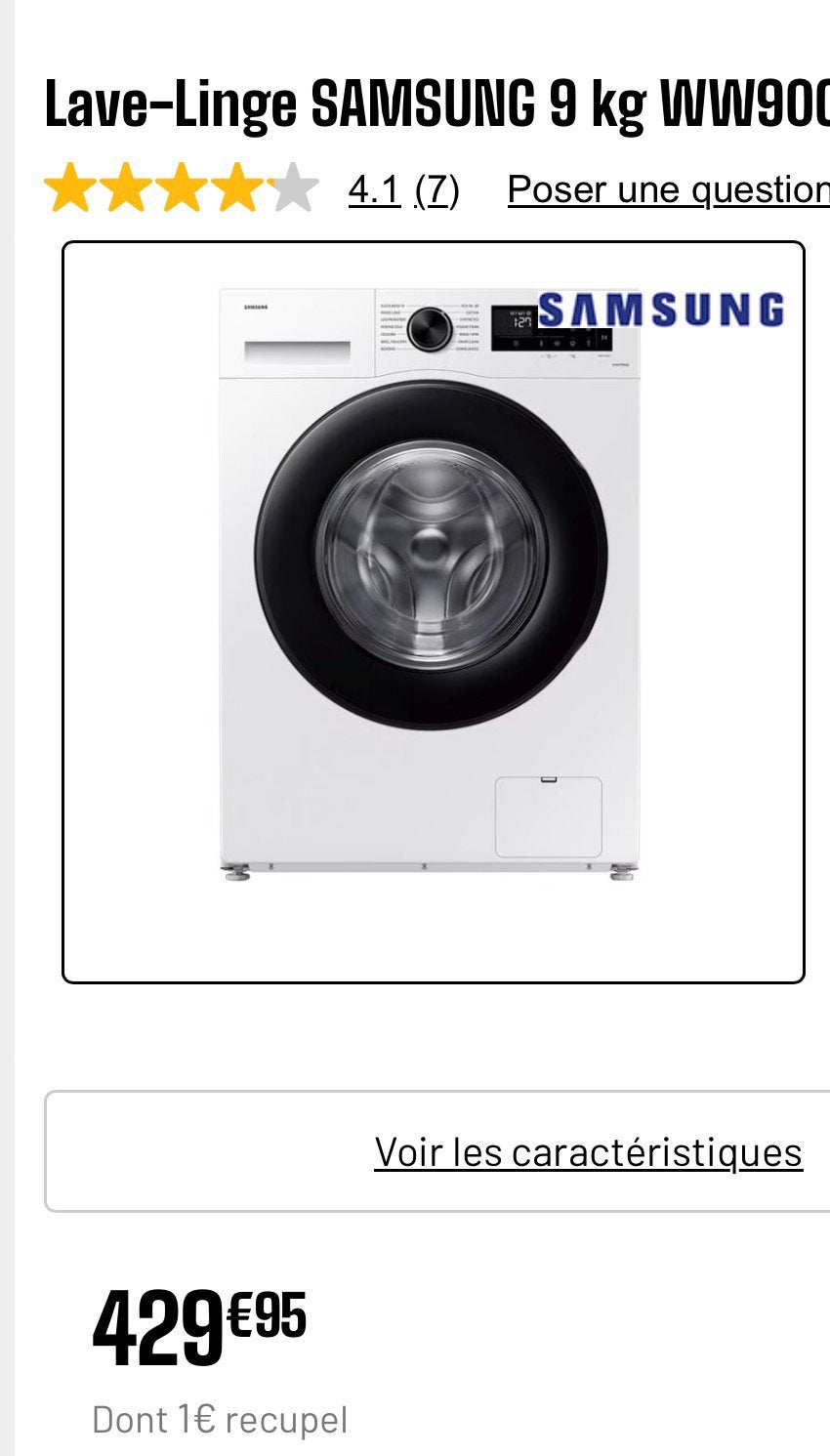 Machine a laver Samsung 9kg, Enlèvement, Comme neuf