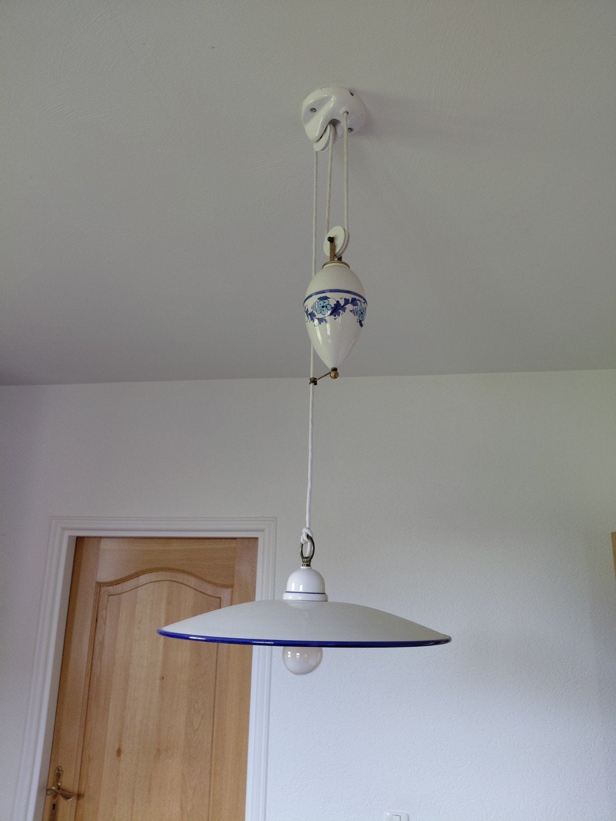 porseleinen hanglamp, Ophalen, Zo goed als nieuw, Keramiek, E27 (groot)