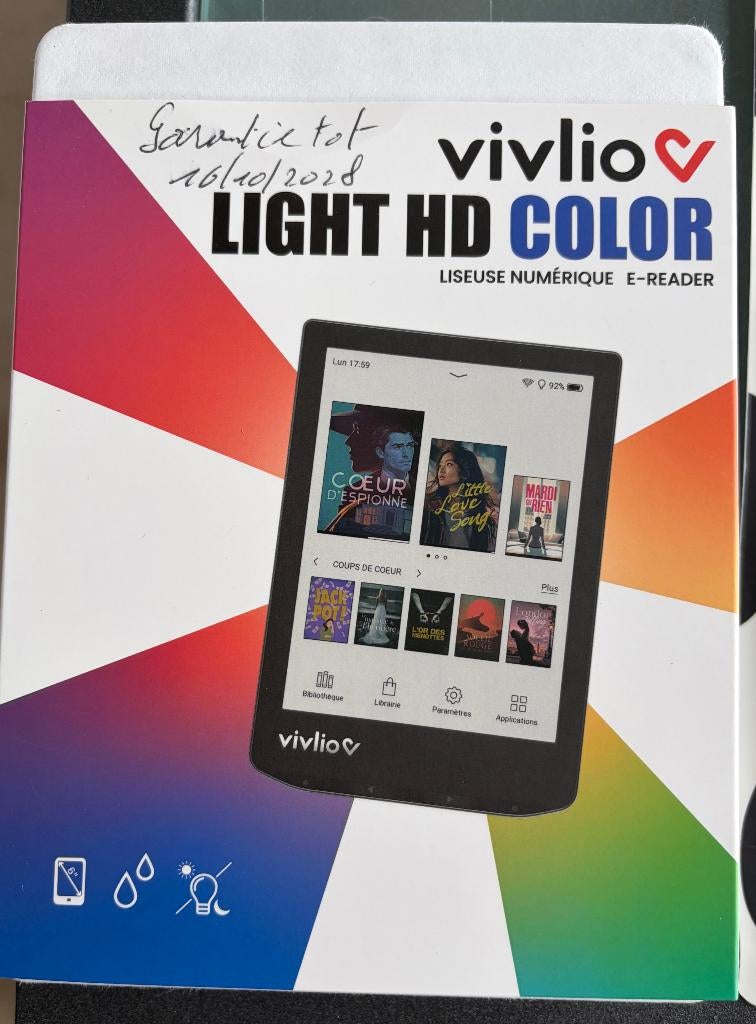 e-reader Vivlio Light HD Color met blauwe beschermhoes, Neuf, Bluetooth, Enlèvement, 16 GB ou plus