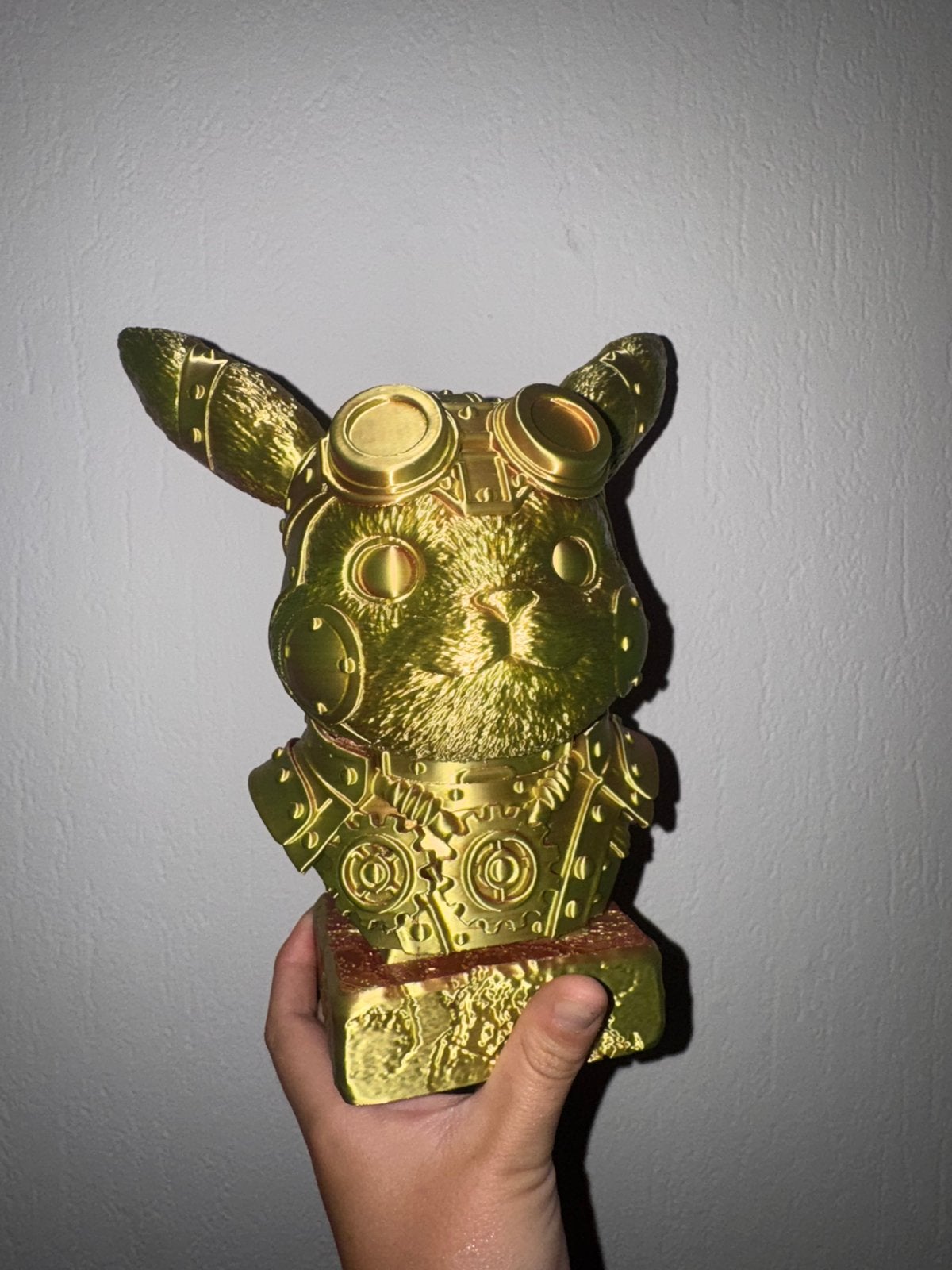 Pikachu Steampunk Buste – Metallic 3D Print, Ophalen of Verzenden