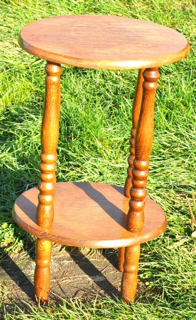 gueridon table d'appoint tablette ovales pied tourné, Antiquités & Art, Enlèvement ou Envoi
