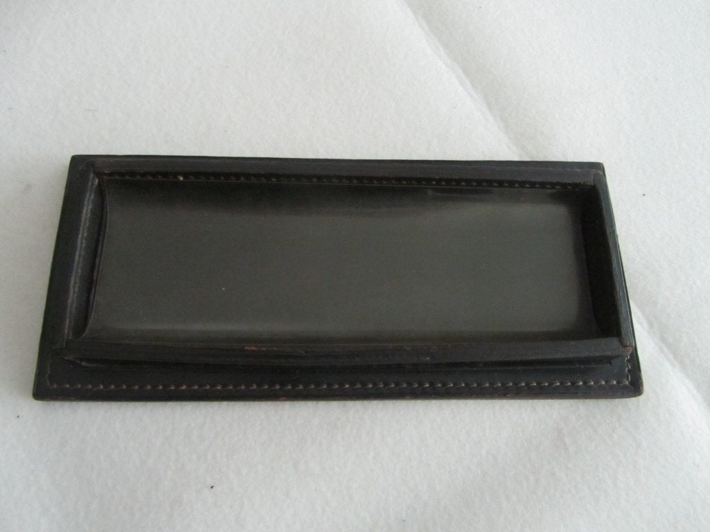 DELVAUX Zwarte leren pennenhouder voor op het bureau, Verzenden, Zwart