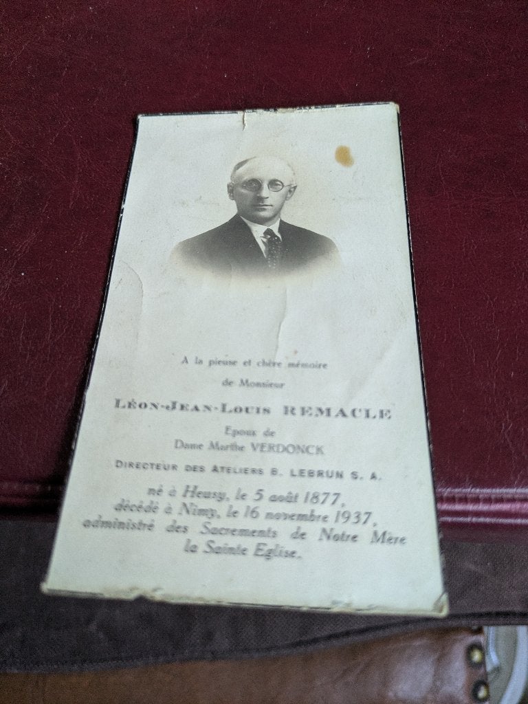 Dp Leon remacle, Ophalen of Verzenden, Bidprentje