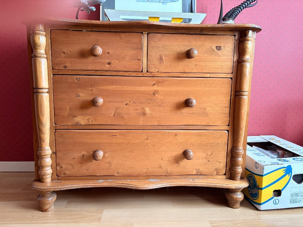 Commode in grenen hout, Ophalen, 100 tot 150 cm, 100 tot 150 cm, Zo goed als nieuw