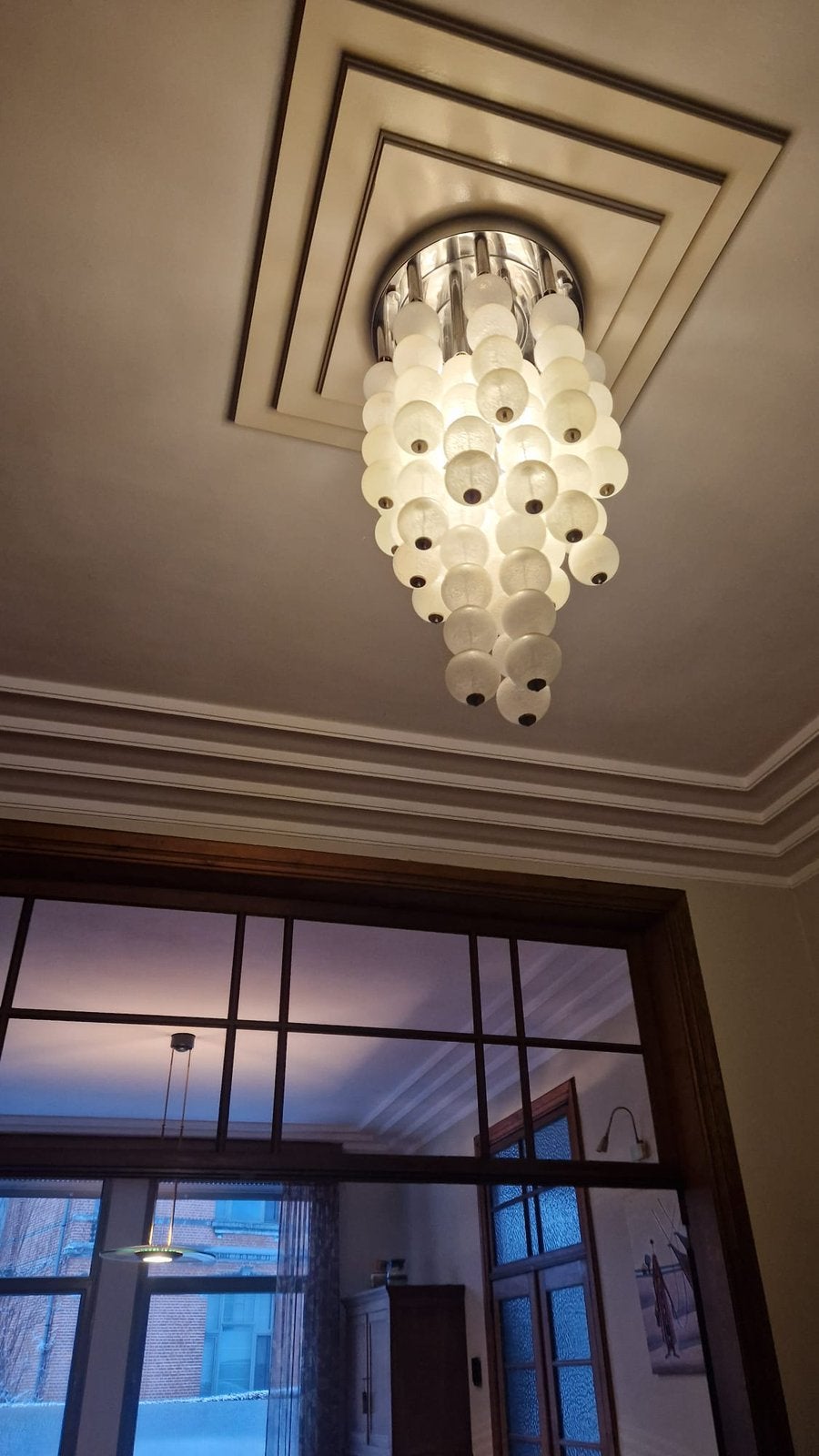 Mazzega kroonluchter Muranoglas / Chroom, LED, Comme neuf, Verre, Enlèvement
