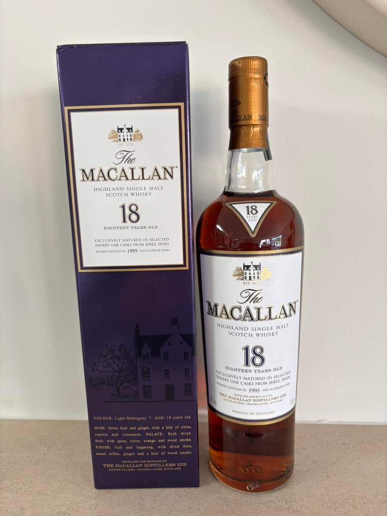 Macallan 18 1995 mint conditie, Verzamelen, Ophalen of Verzenden, Zo goed als nieuw