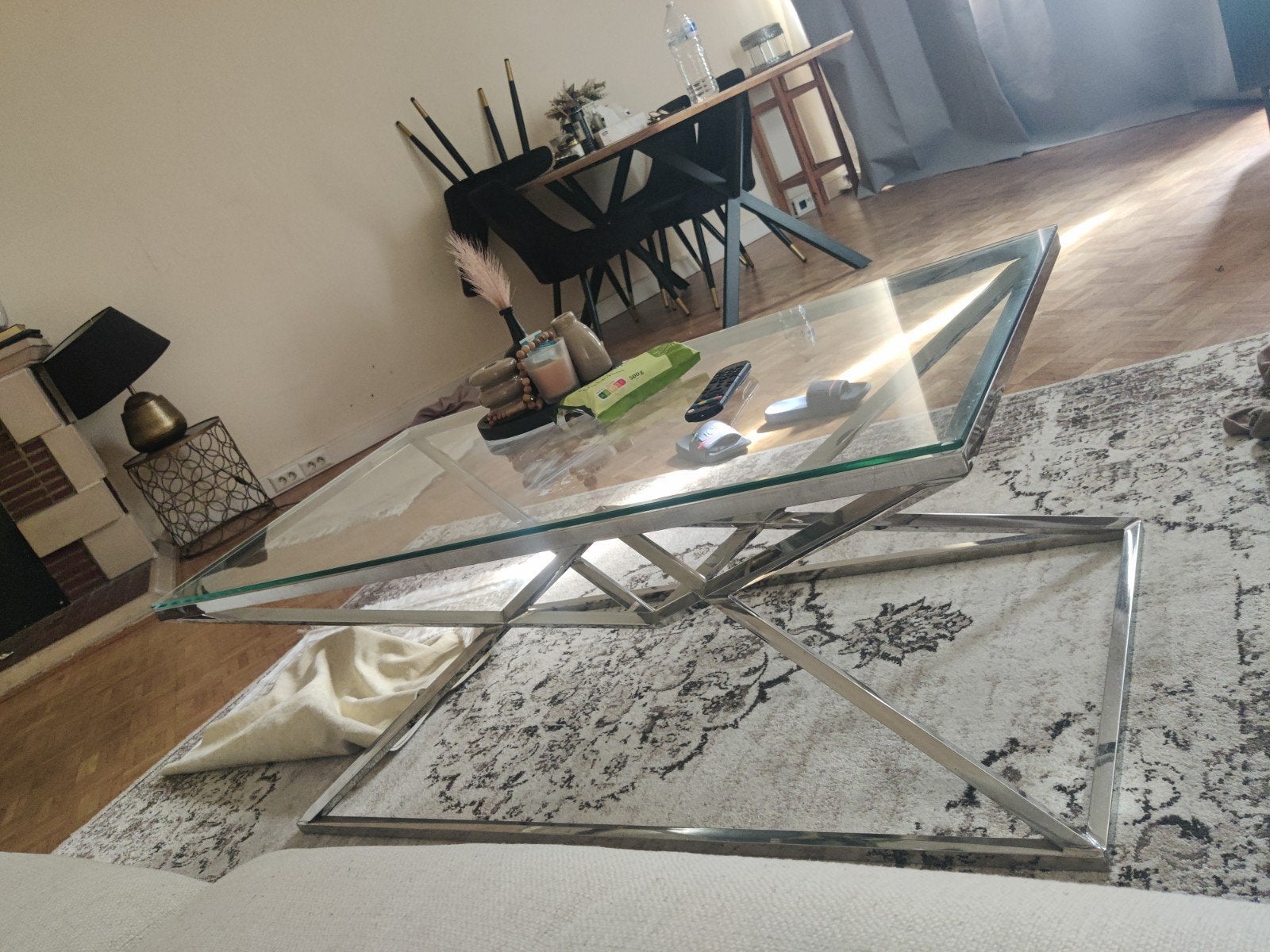 table en verre, Enlèvement, Neuf, Gris