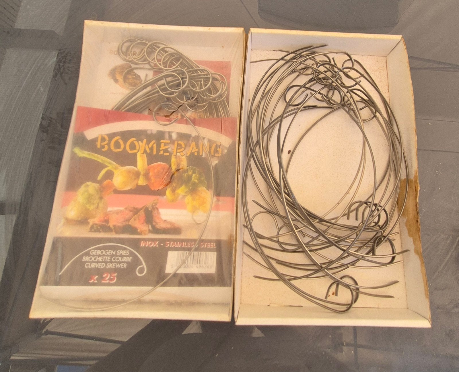 2 x lot de 25 brochettes à griller « Boomerang » en acier in, Enlèvement