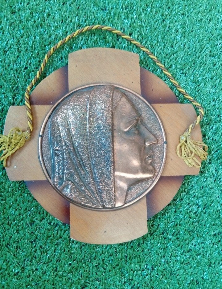 Décoration murale vintage / Bas-relief Vierge Marie en cuivr, Enlèvement ou Envoi, Utilisé, Cuivre