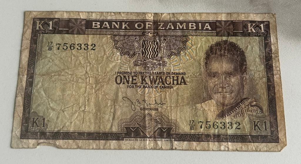 Zambia 1 kwacha 1968, Postzegels en Munten, Bankbiljetten | Afrika, Verzenden, Zambia