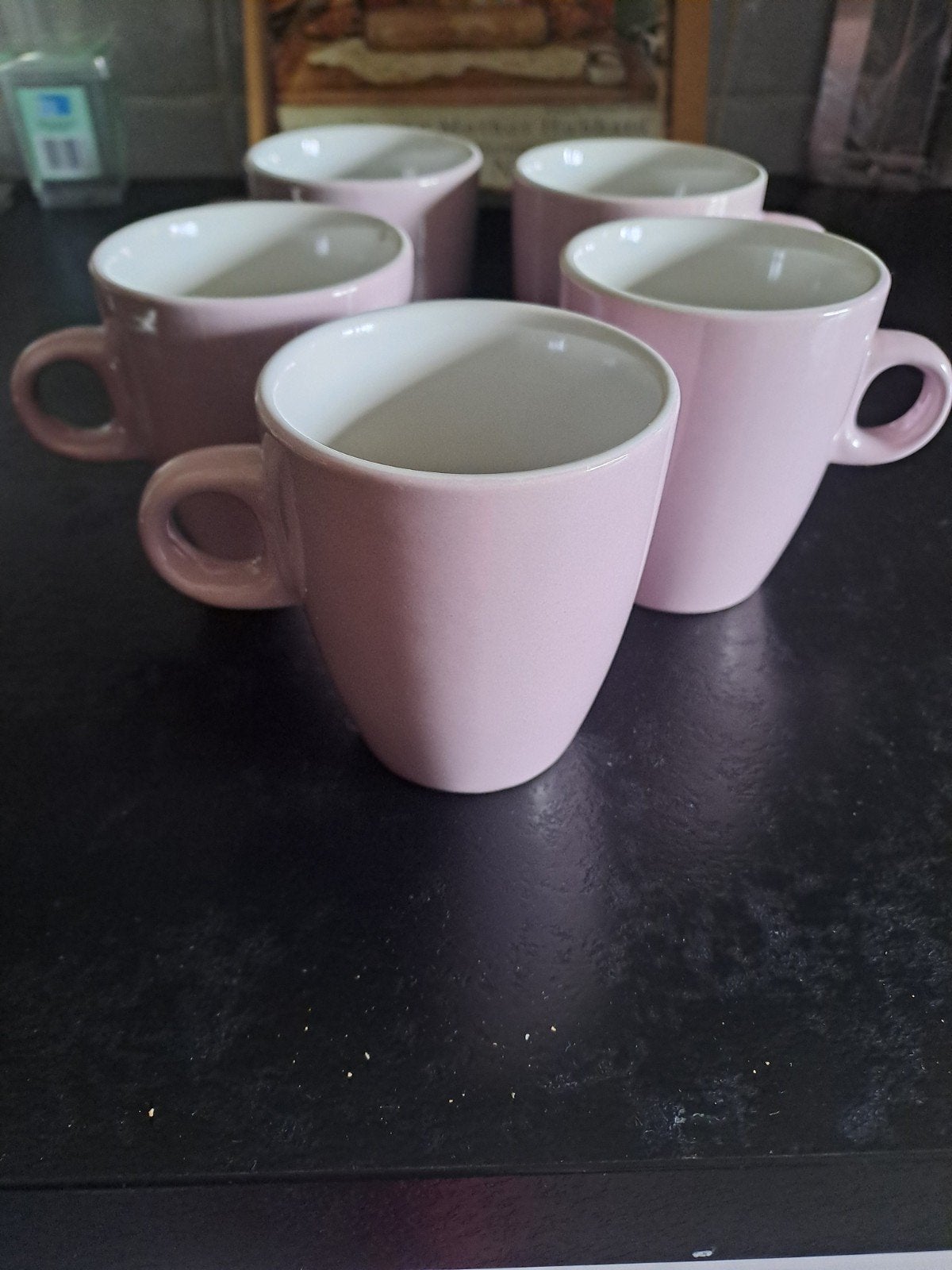 5 tasses à café rose clair, Enlèvement, Utilisé, Tasse(s) et/ou soucoupe(s)