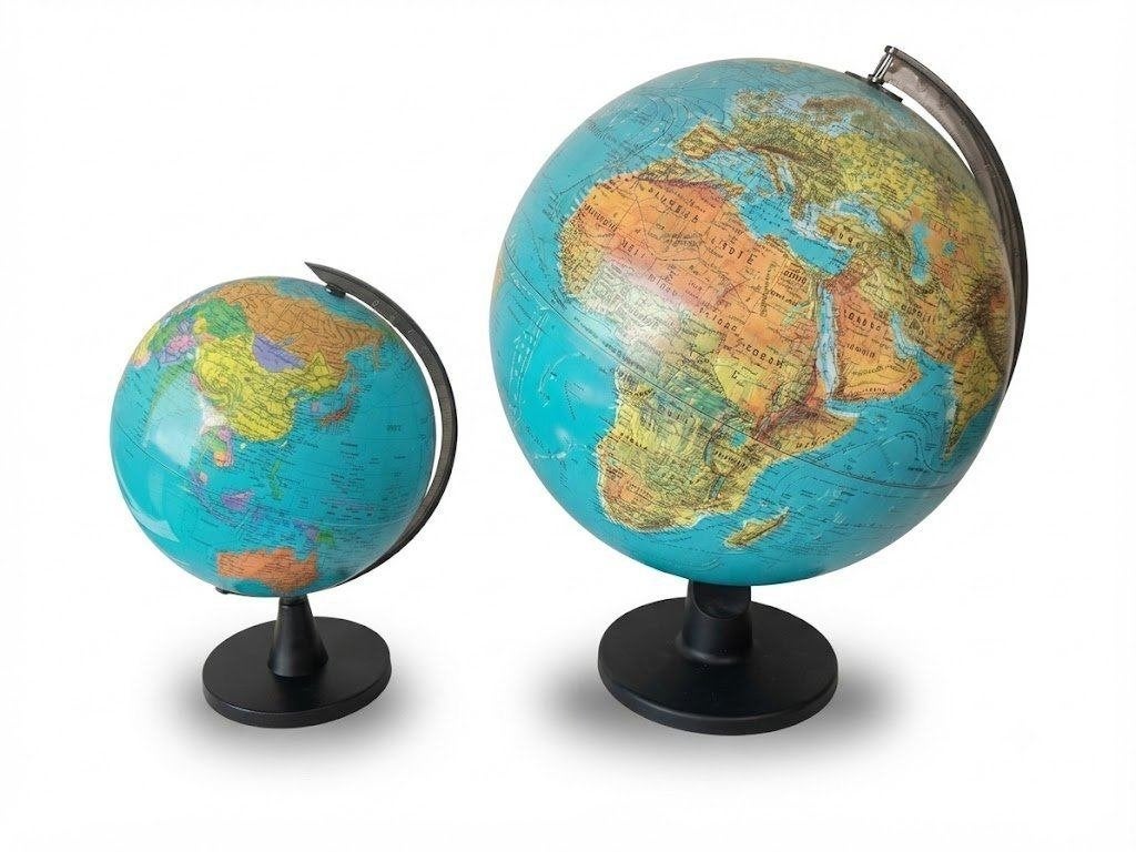 deux globes vintage electrifies, Maison & Meubles, 45 cm, Comme neuf, Plastique, Globe physique