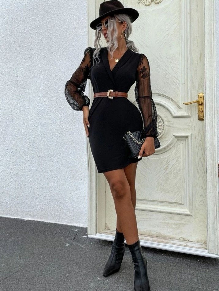 Shein - korte jurk - zwart - maat L - NIEUW, Verzenden, Zwart, Maat 42/44 (L), Nieuw